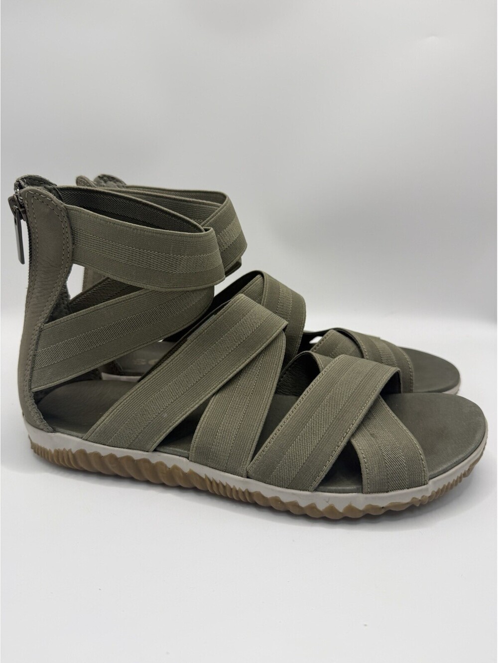 Sorel Out N About Plus Strap Sandal Gray Zip Gladiator Shoes Womens Size 10